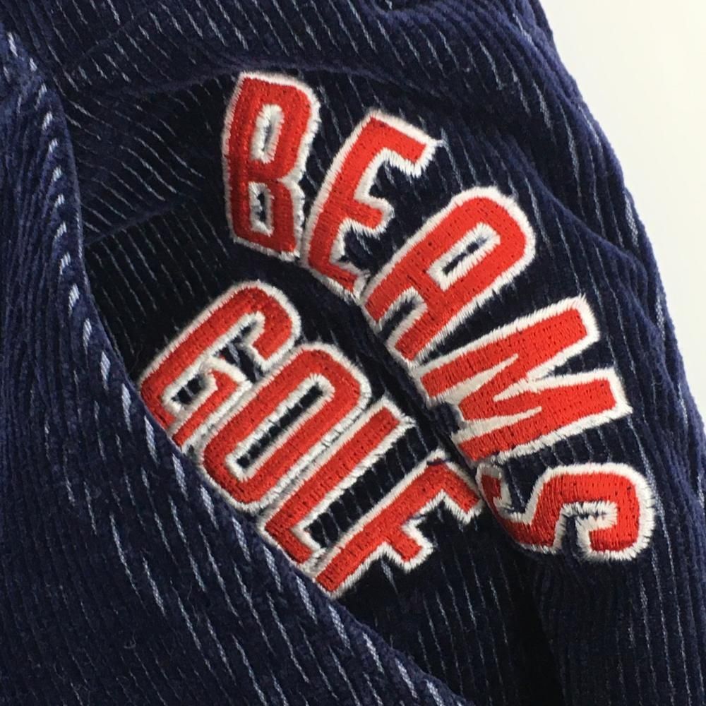 超美品】ビームスゴルフ コーデュロイパンツ ネイビー×レッド ロゴ