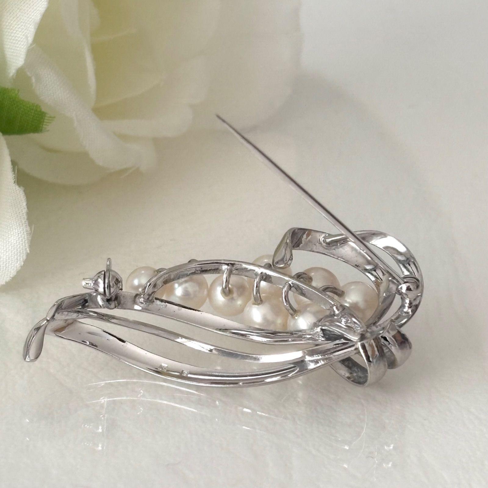  285 ミキモト シルバー パール ブローチ ブローチ コサージュ アクセサリー