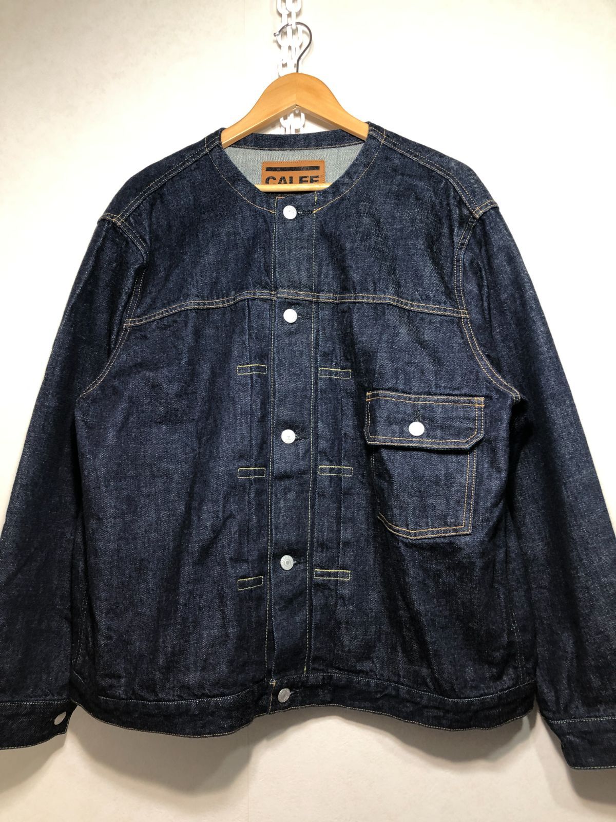 071190 CALEE 1ST TYPE NO COLLAR DENIM JACKET L