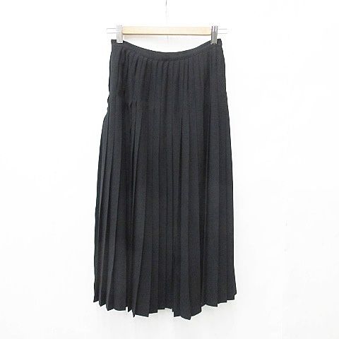 カネコイサオ KANEKO ISAO スカート プリーツスカート ロング リボン 別布 総裏 黒 ブラック