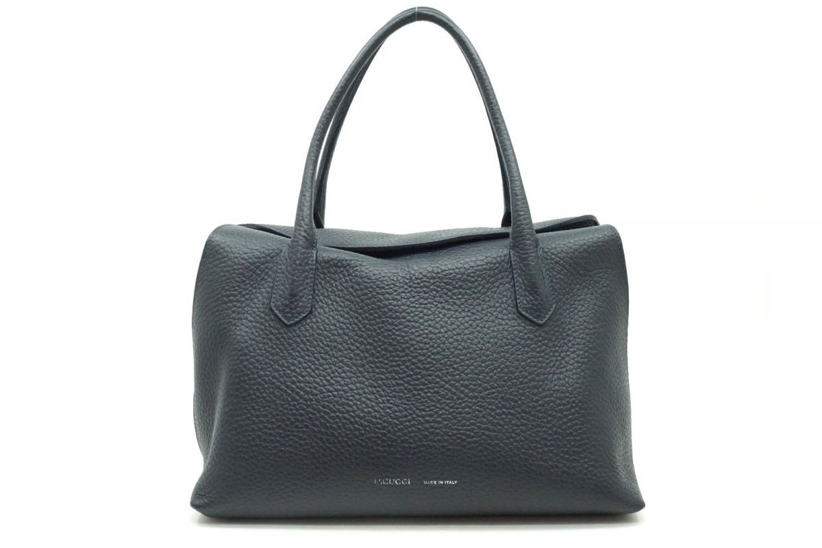 イアクッチ ショルダー バッグ トート ビジネス ブリーフケース 大容量 ボストン Unisex メンズ オールレザー 紺 ネイビー IACUCCI 4343h