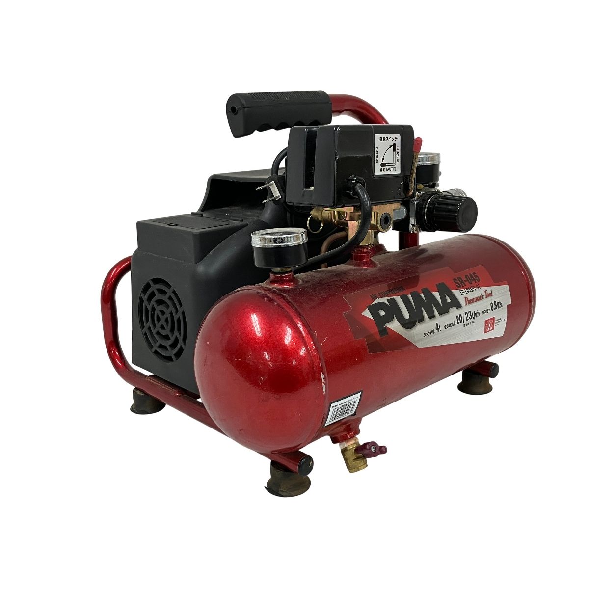 藤原産業 PUMA SR-045 エアーコンプレッサー オイルレス 100V タンク容量4L DIY 電動工具 O10586703