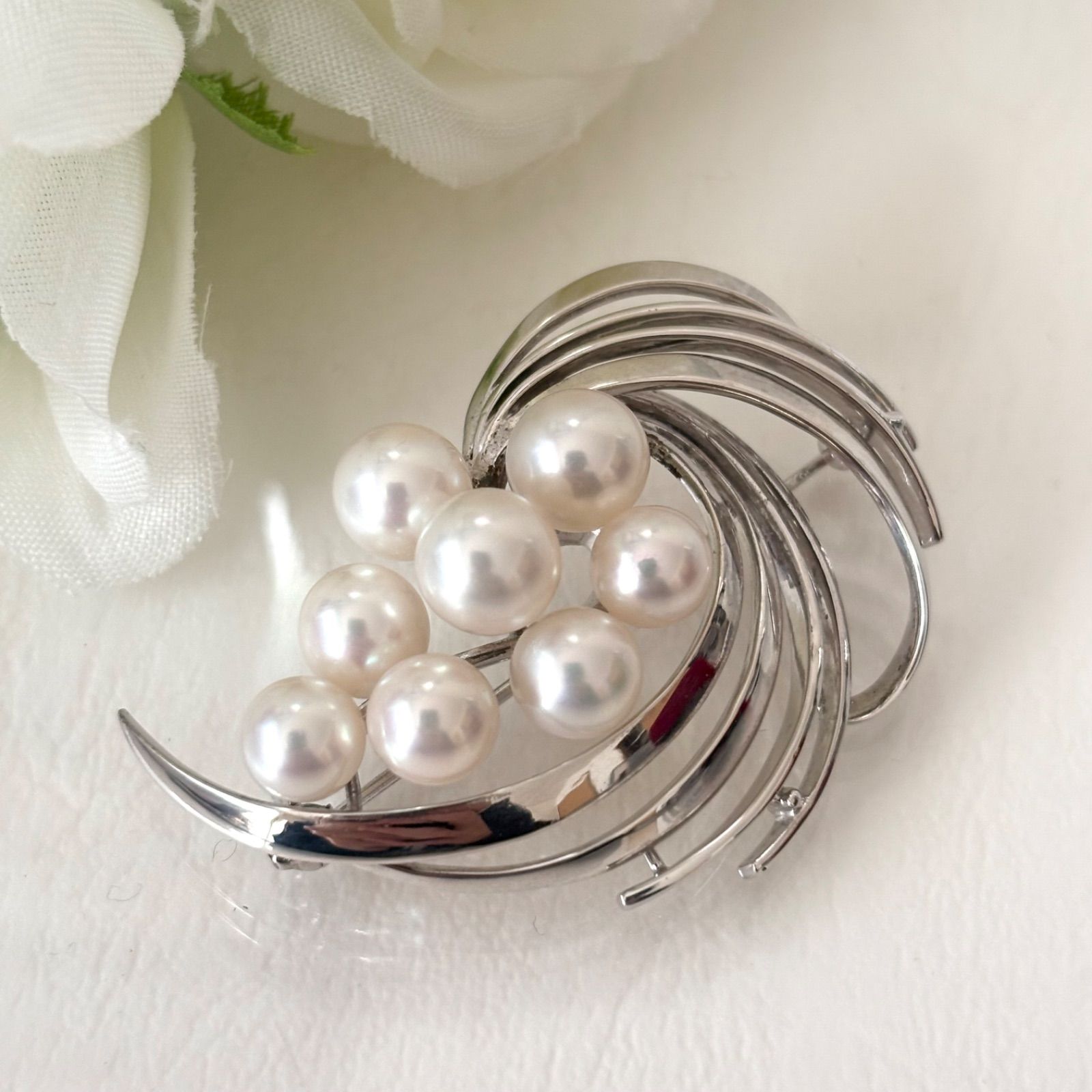 309【ミキモト】シルバー パール ブローチ - メルカリ