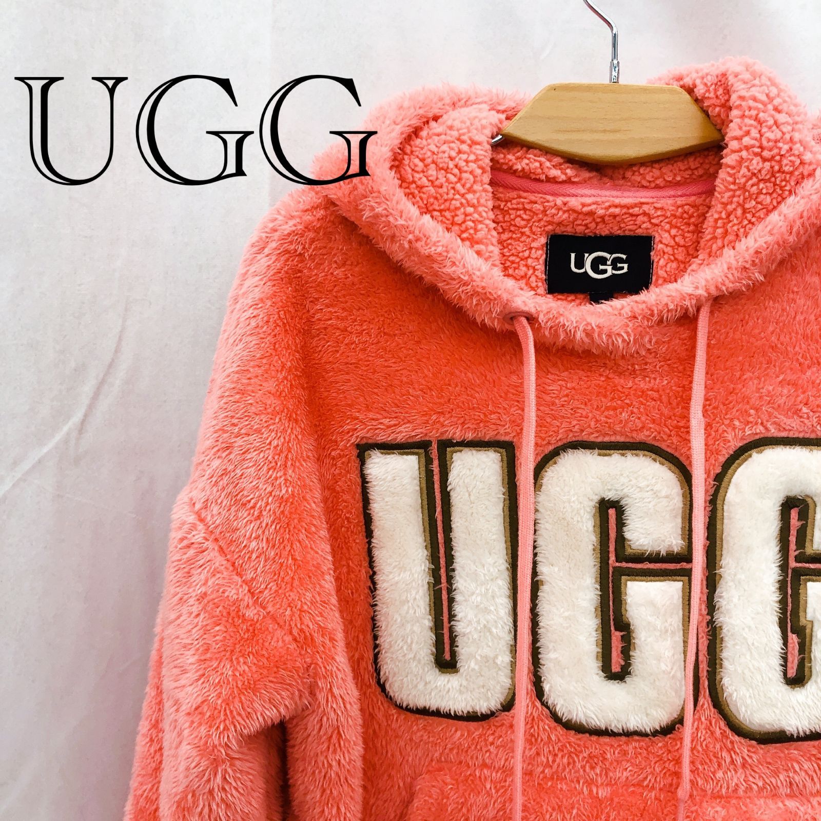 UGG アグ フリース ボア パーカー トップス 長袖 XS ピンク レディース 
