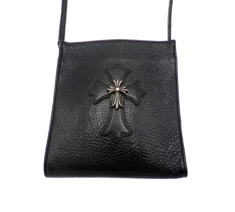 クロムハーツ CHROME HEARTS SQ PKT CH CROSS スクエア ポケット スモール CHクロス レザー ショルダー バッグ n9840