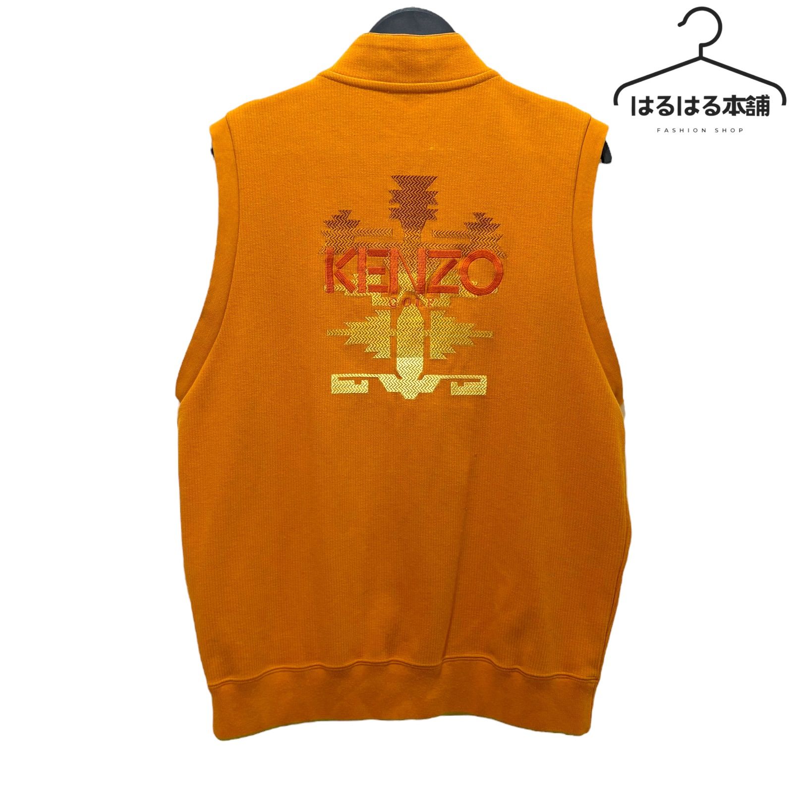 KENZO オレンジ ベスト KENZO GOLF／ケンゾー／ベスト／チャック／ブランドロゴ／刺繍／派手