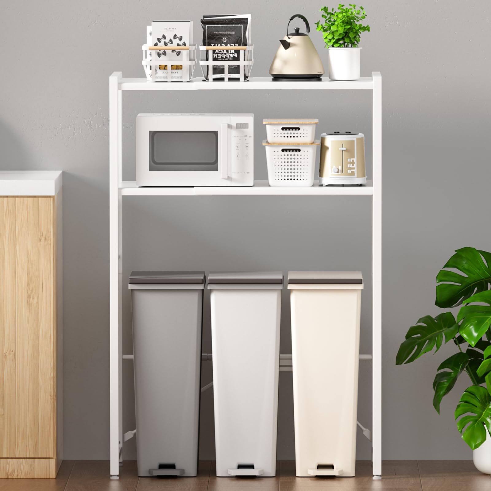 在庫処分】【幅伸縮可・上下調整可】ゴミ箱上ラック TKUIN 電子レンジ