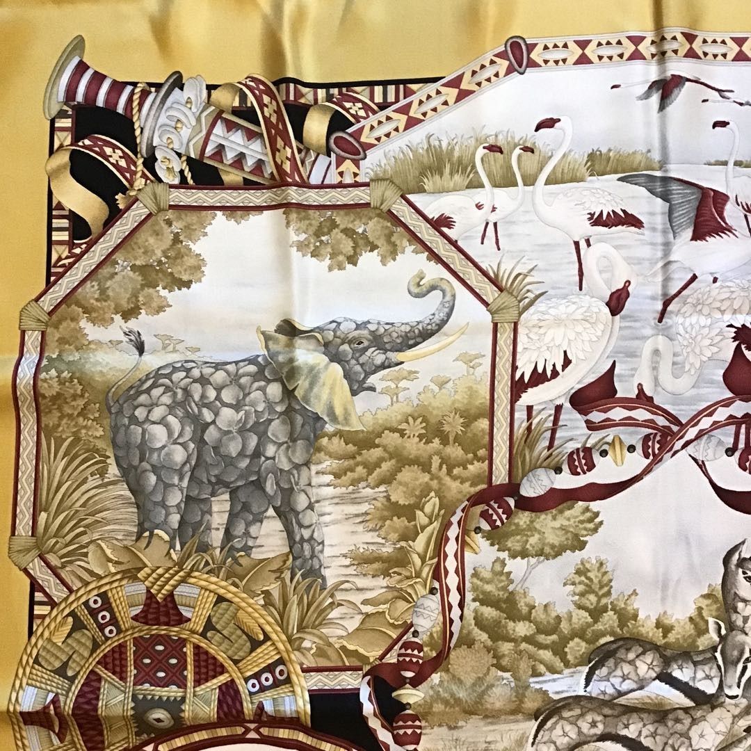 良品✨フェラガモ 大判 スカーフ シルク トラ レオパード アニマル 動物 美品 Salvatore Ferragamo シルクスカーフ とら 動物 レオパード