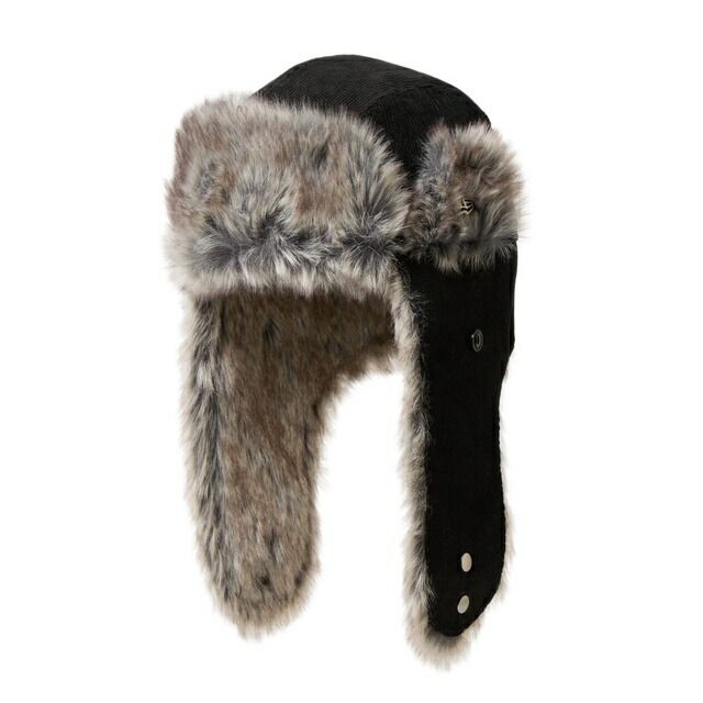 NEWERA ニューエラ トラッパー コーデュロイ ブラック ボンバーキャップ フライトキャップ 耳あてつき帽子 防寒 アウトドア ファー 帽子 キャップ MENS メンズ 男性 NEW ERA パイロットキャップ 耳あてつき