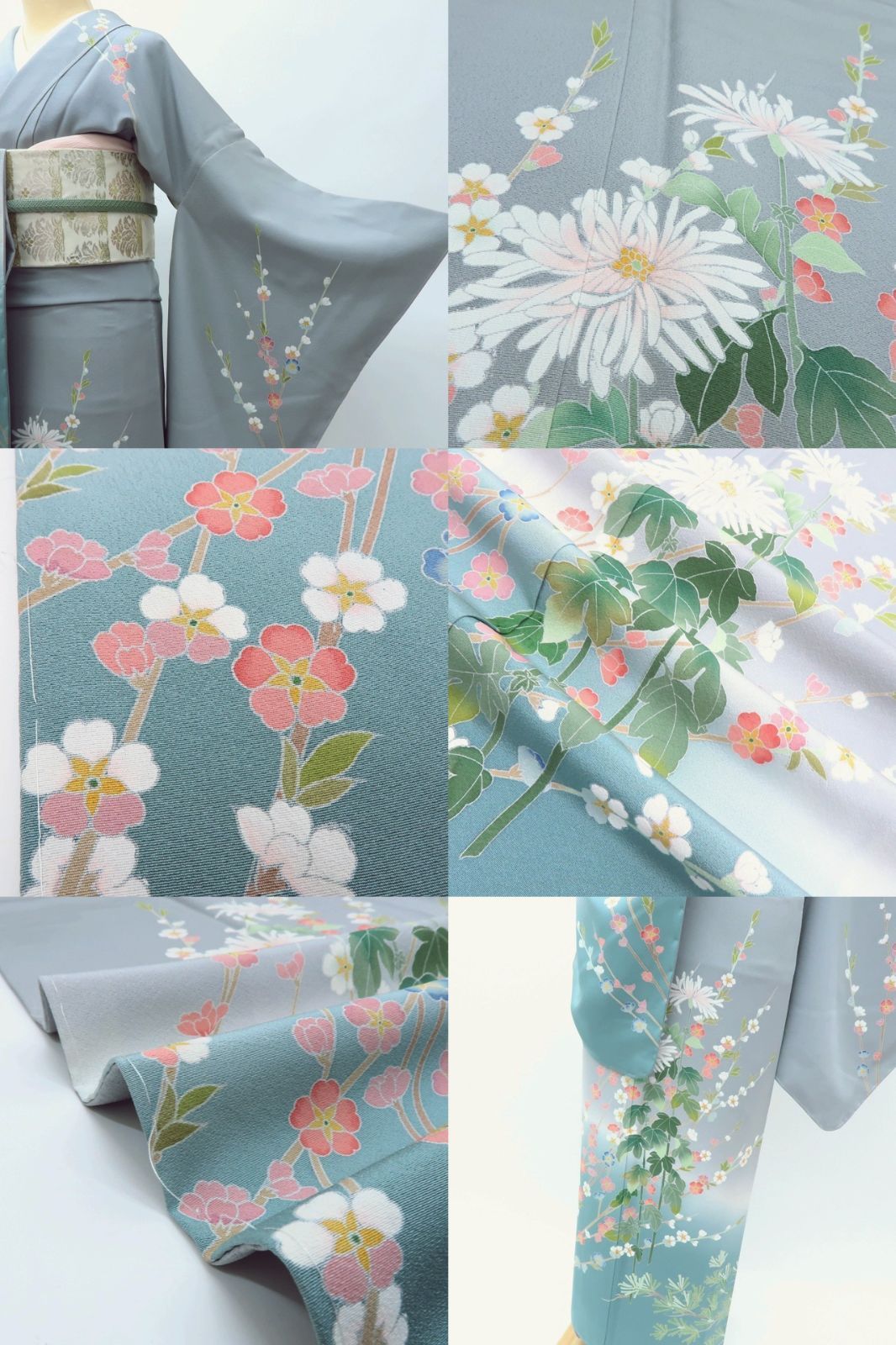  百華 Y 3908 正絹 作家物落款 仕付け糸付 トールサイズ 訪問着 着物 訪問着 付け下げ 着物