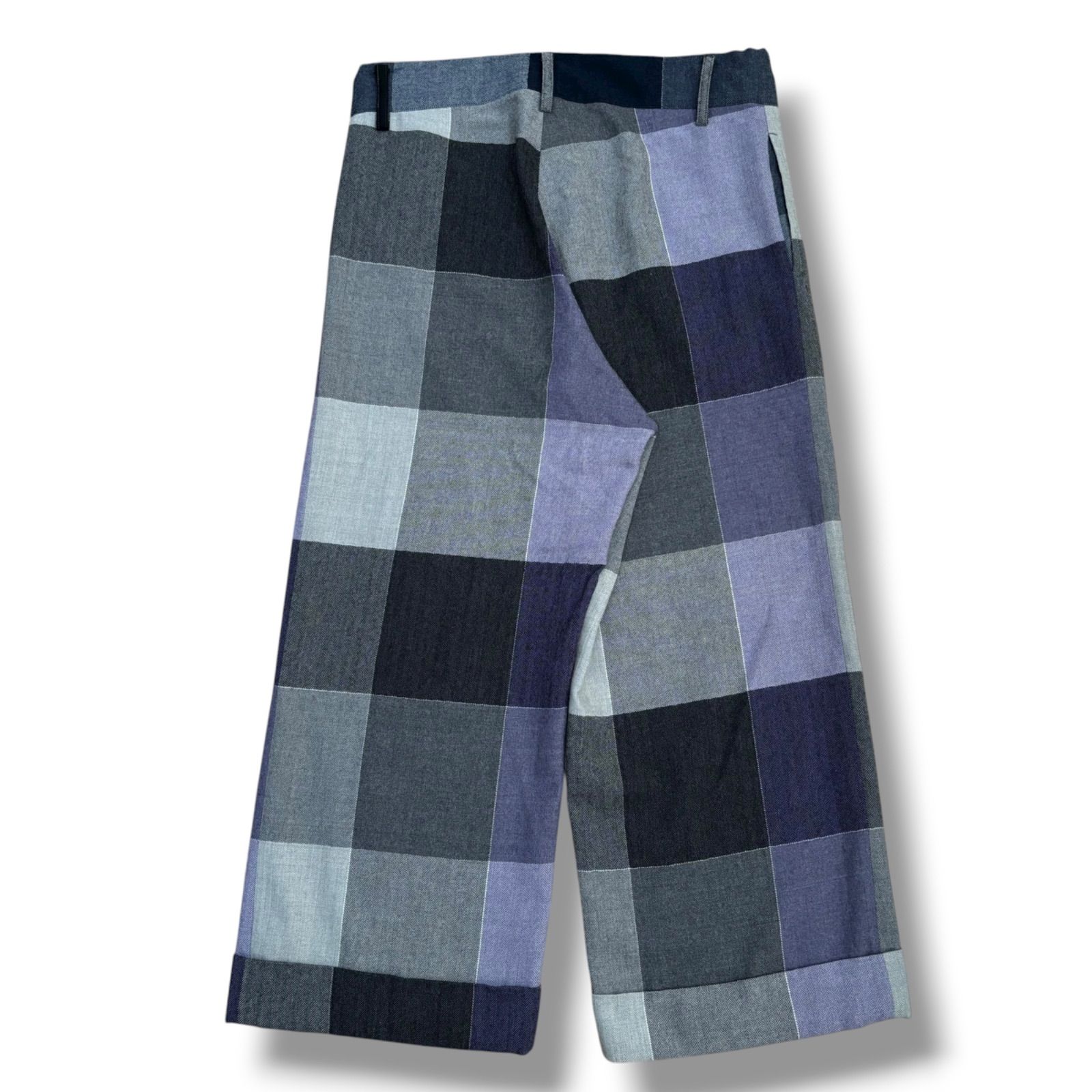 LIMI feu DRAWSTRING BLOCK CHECK PANTS S