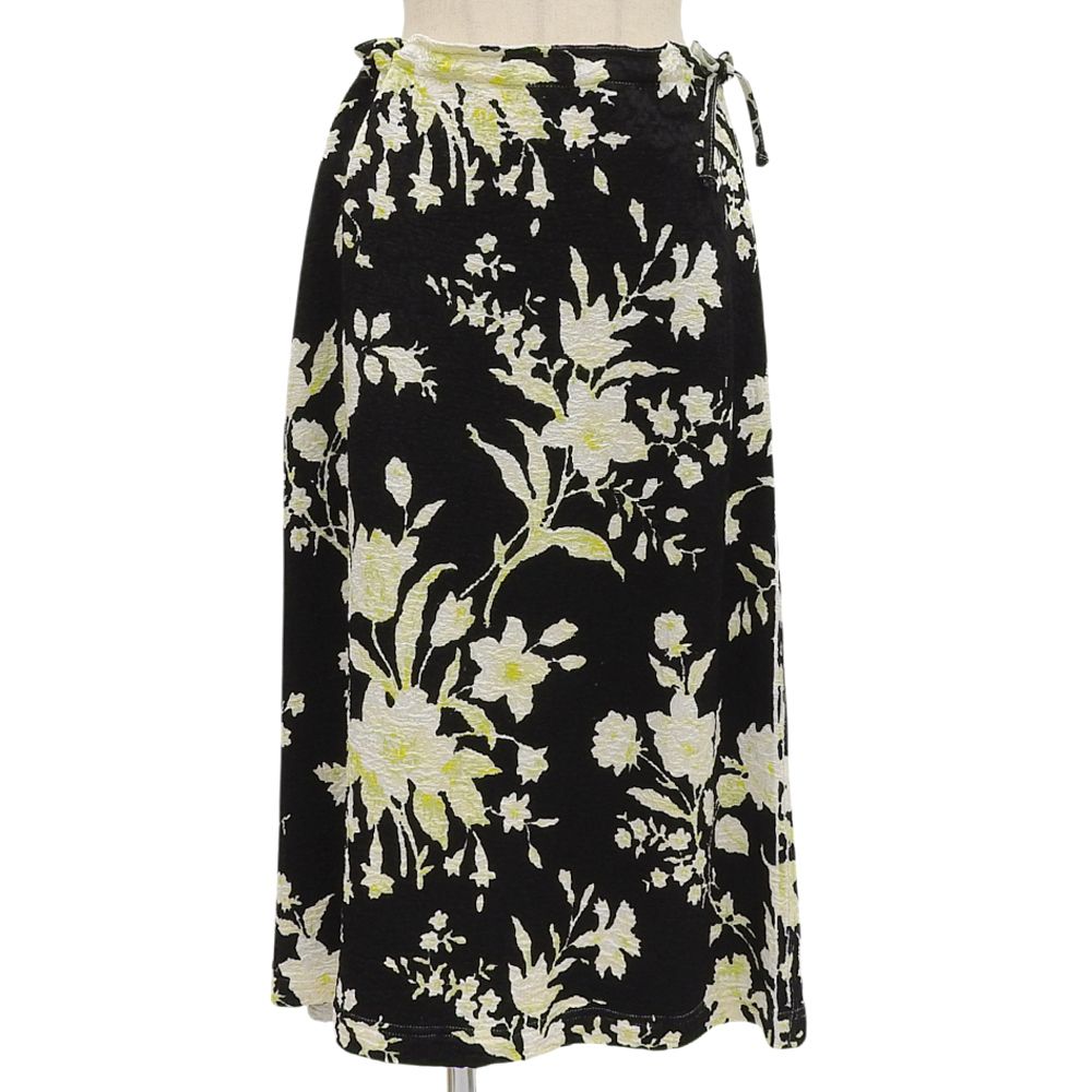 CELINE セリーヌ by Phoebe Philo フィービー期 ボタニカル柄 ウエストドローコート スカート ボトムス レディース ブラック 38