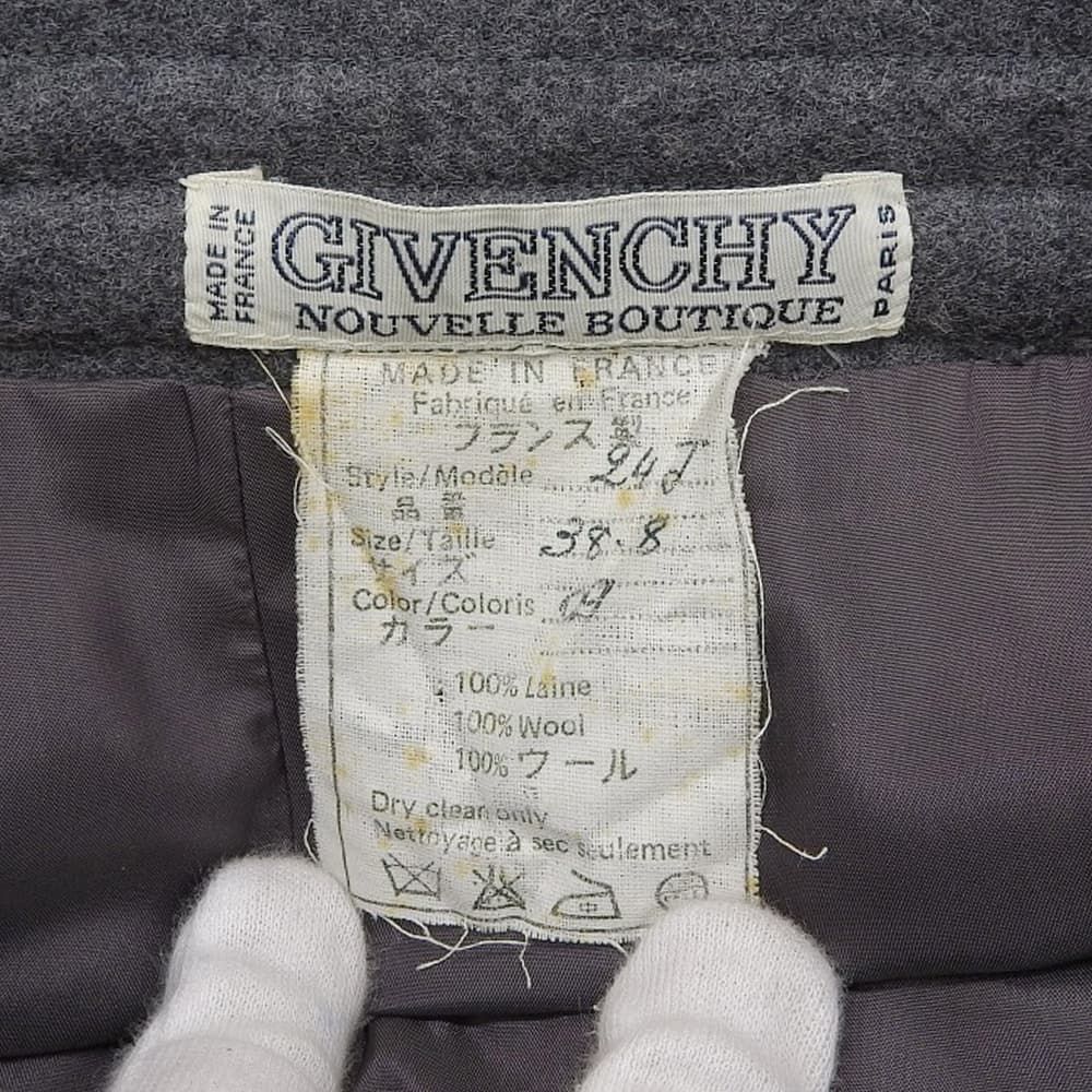 【お買い得】 GIVENCHY ジバンシー フロントダブルポケット ウールスカート ボトムス レディース グレー 38.8 Vintage 90’s フランス製 品質保証で、高速配送！