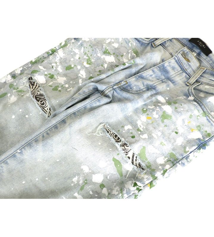 アミリ AMIRI ペイント 加工 バンダナ裏地 デニム パンツ n9852 WWW_SMP1DAWEKUDUS_SCH_ID