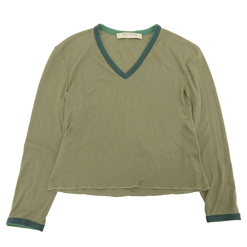 MIUMIU ミュウミュウ パイピング カットソー トップス レディース グリーン S 90’s ヴィンテージ