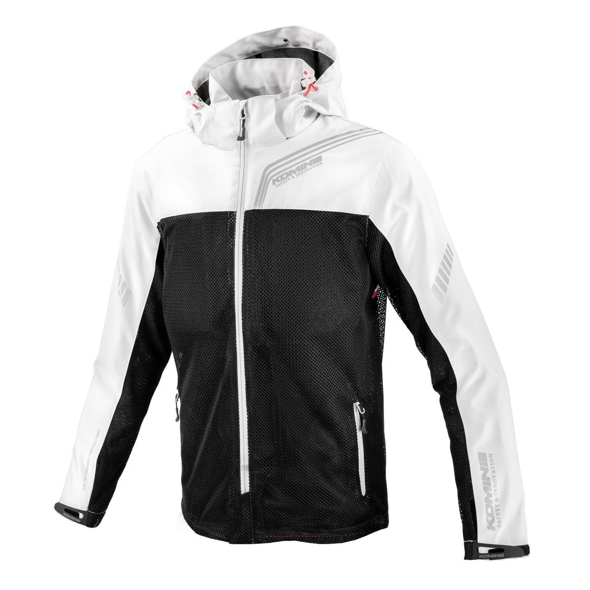KOMINE JK 179 エニグマライト ハーフメッシュパーカ バイク用 春夏向け CE規格プロテクター メッシュ Light Grey Black XL