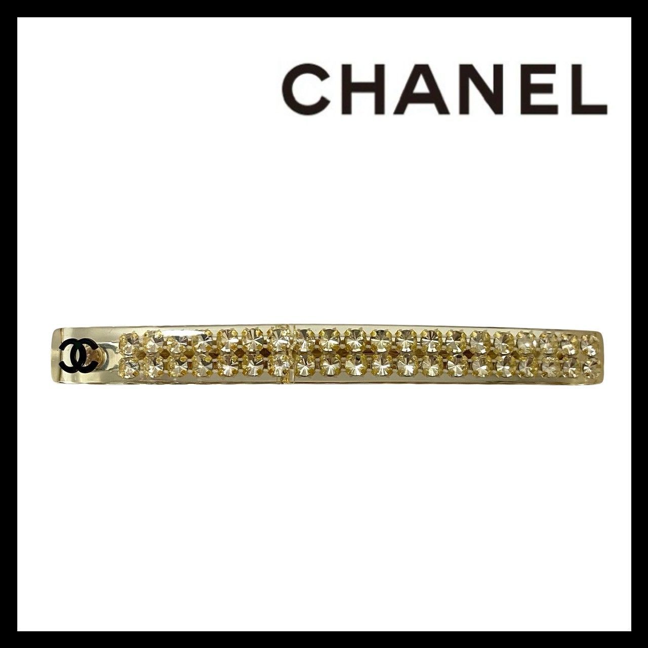 Y CHANEL ココマーク 05 P バレッタ レジン ラインストーン クリア ヘアクリップ ヘア 髪留め ヘアピン シャネル 56992NY3