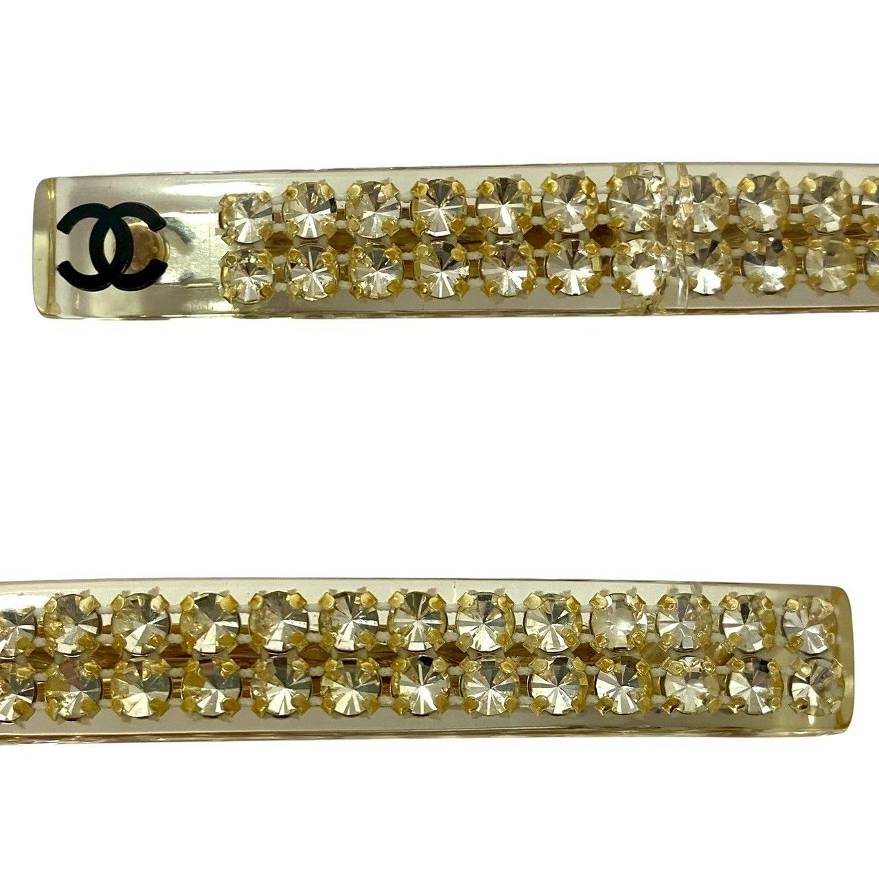 Y CHANEL ココマーク 05 P バレッタ レジン ラインストーン クリア ヘアクリップ ヘア 髪留め ヘアピン シャネル 56992NY3