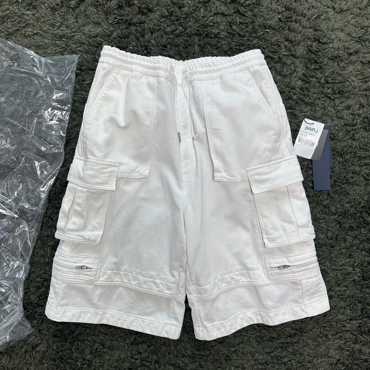 48 ジュンジェイ ピケ デニム ワイド ショーツ バミューダ パンツ 白