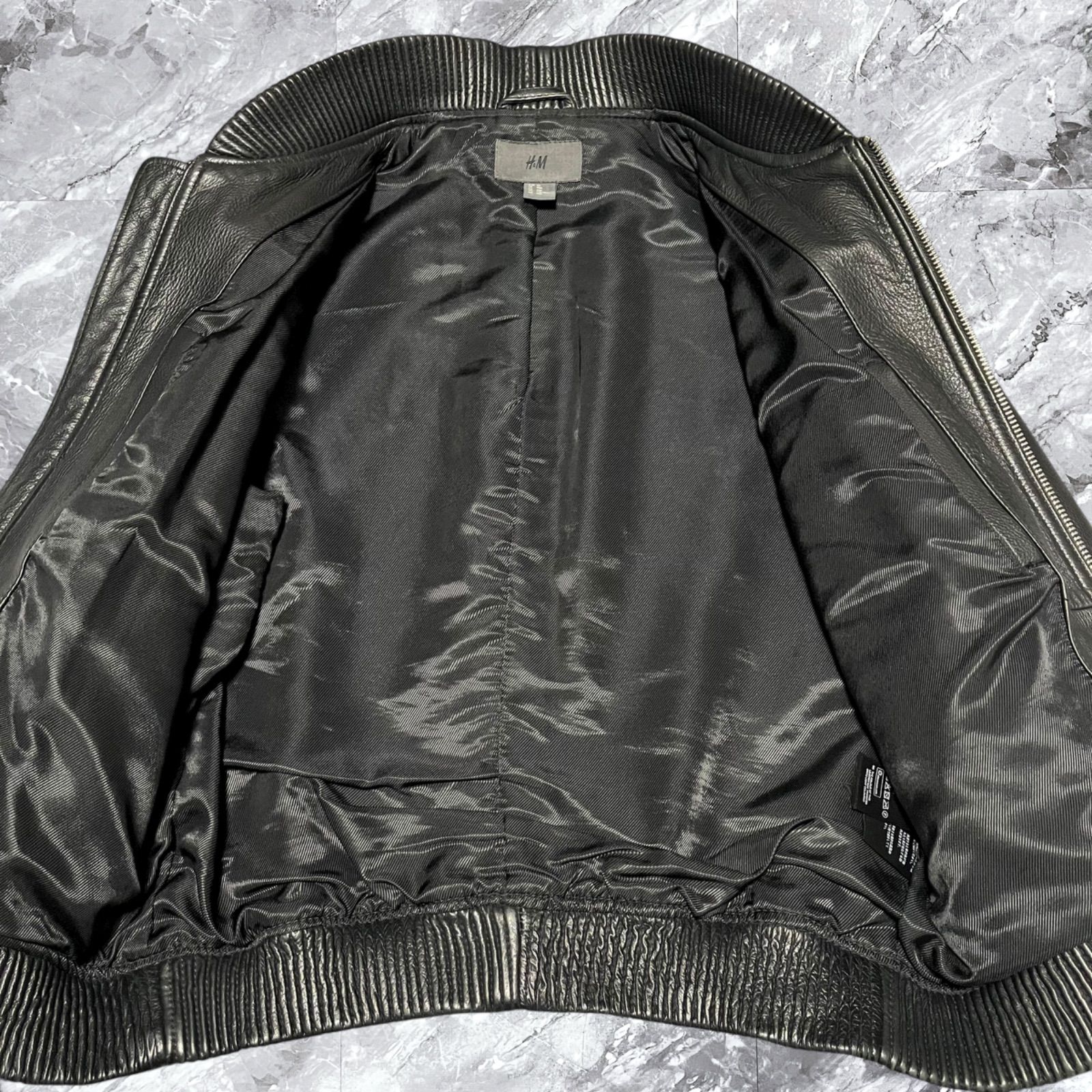 大きいサイズ H&M エイチアンドエム レザージャケット 本革 牛革 
