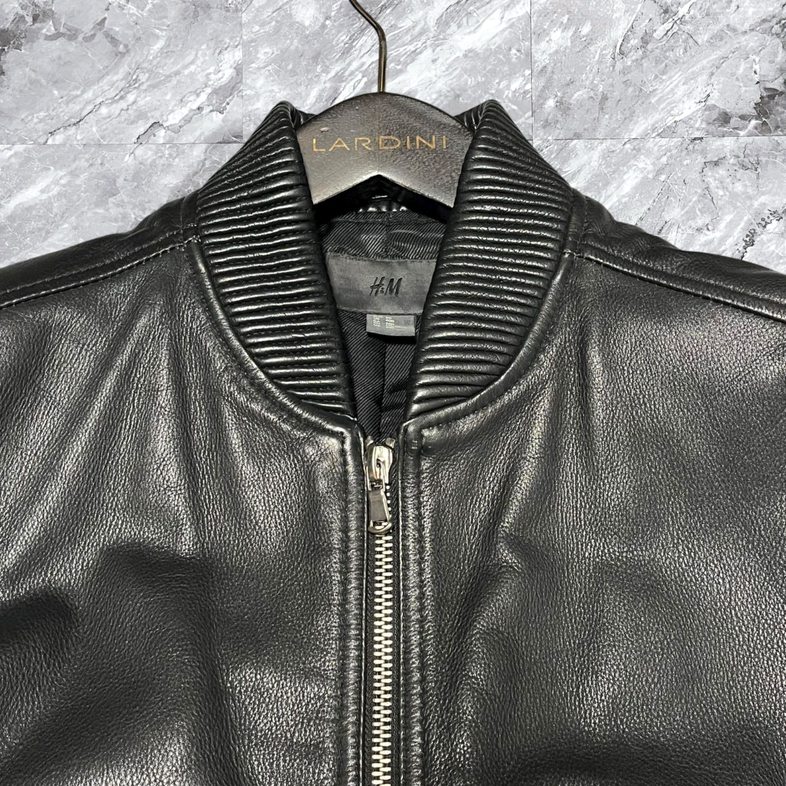 大きいサイズ H&M エイチアンドエム レザージャケット 本革 牛革 