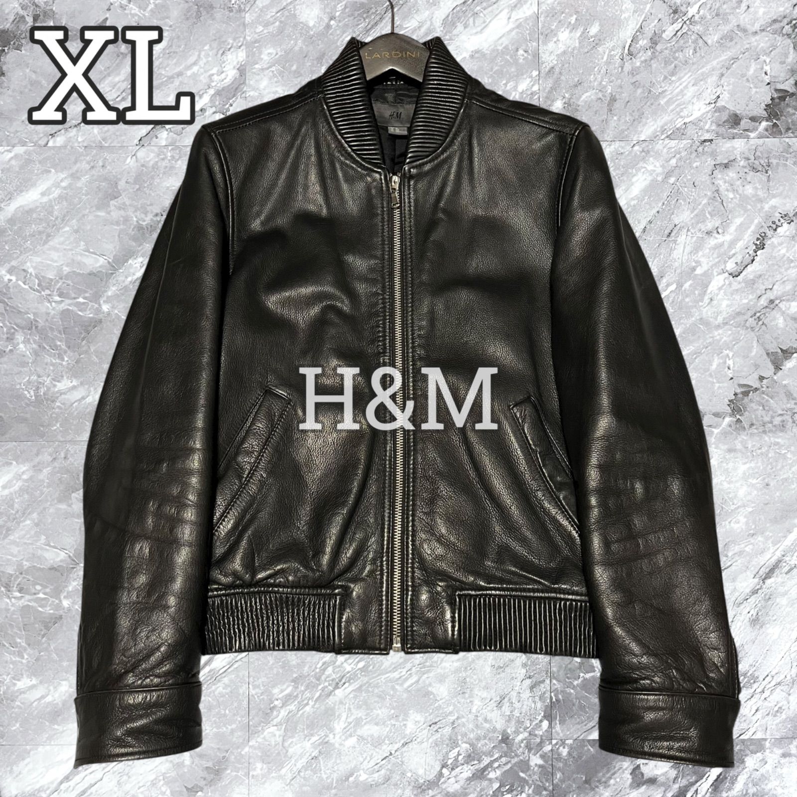 大きいサイズ H&M エイチアンドエム レザージャケット 本革 牛革 