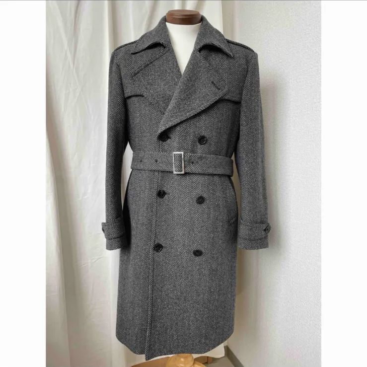 Paul Smith ポールスミス チェスターコート ロングコート ヘリンボーン カシミヤ Lサイズ 鳥柄 バード