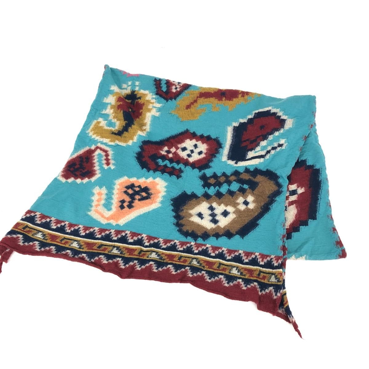 kapitalウールマフラー KAPITAL - 縮絨ウール カラフルBIGママバンダナHAPPYマフラー - BLUE NEON