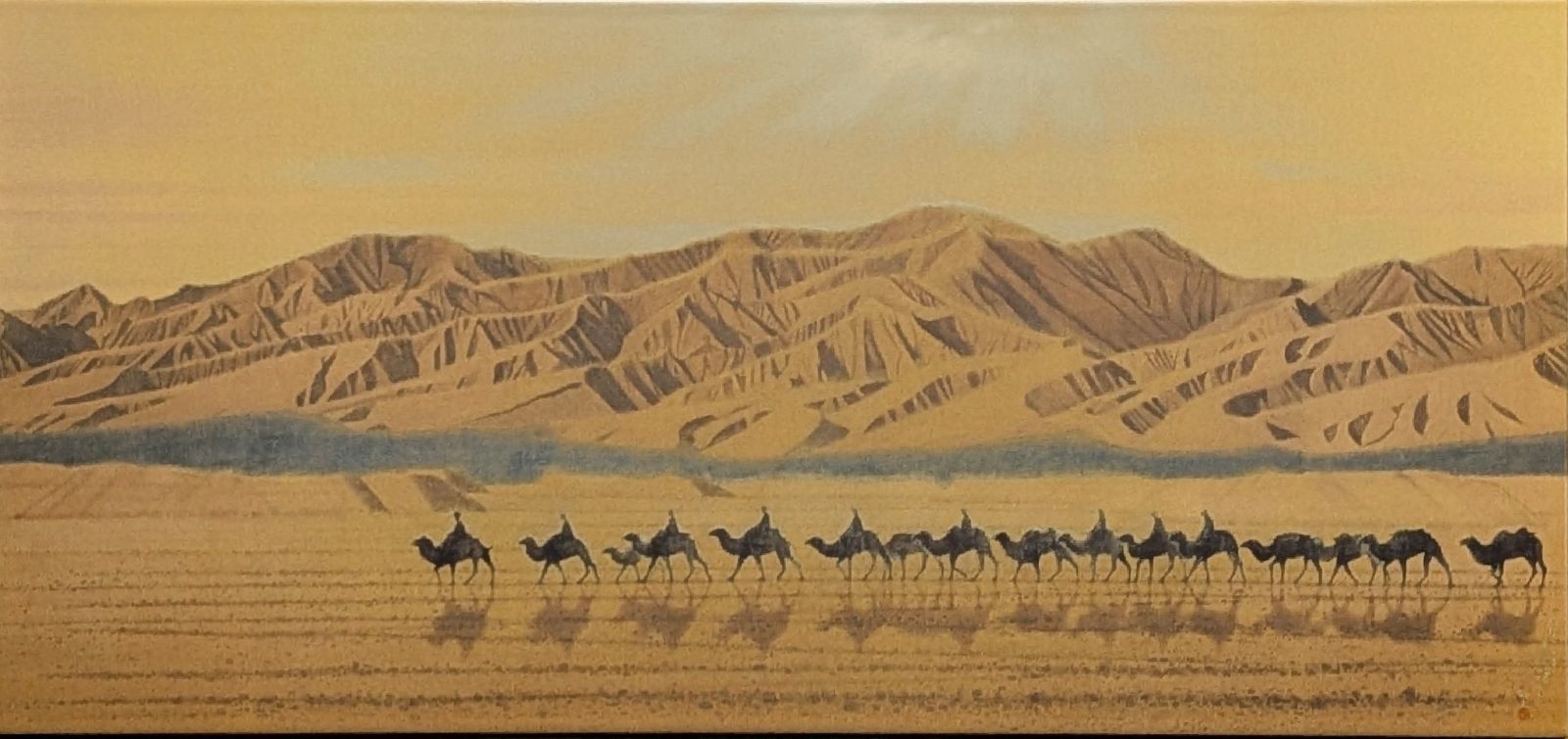 平山郁夫「絲綢之路天空（複製陶板画）」2007年制作 作品シール 真作