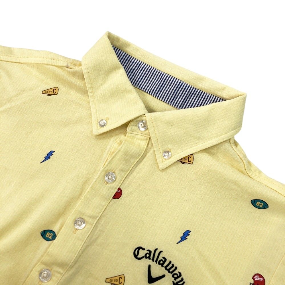 CALLAWAY キャロウェイ 半袖 ポロシャツ イエロー 総柄 LLサイズ サイズ：M CALLAWAY キャロウェイ 半袖ポロシャツ ボタンダウン 総柄
