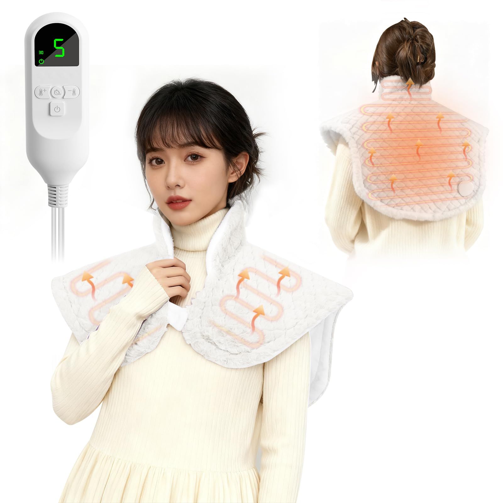 電気肩パッド 電気肩マット 革新アップ 上のぬくもり 兎毛調 電気肩掛け 電気ショール 肩ウォーマー 肩当て 肩温め 4段階タイマー 9段階温度調整 あたため 一人用 省エネ 防寒対策 暖房器具 洗濯 過熱