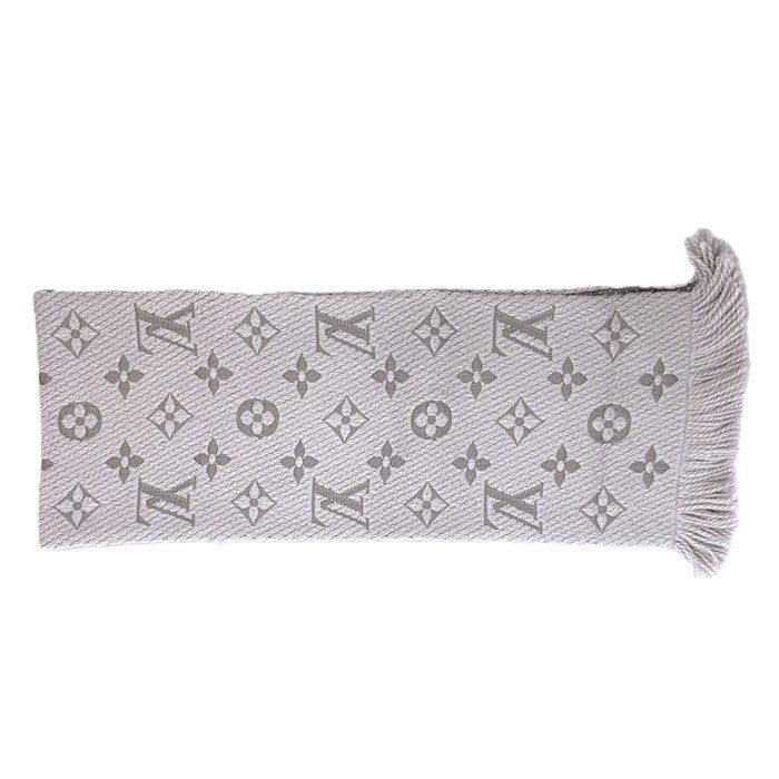 ルイ ヴィトン Louis Vuitton マフラー ロゴマニア ライトグレー