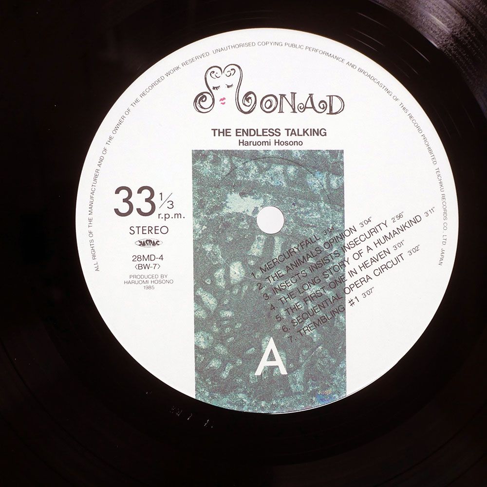 レコード 帯 国内盤 細野晴臣/エンドレストーキング/MONAD 28MD4 LP