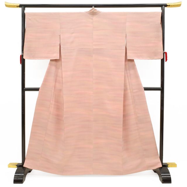 小紋 着物 袷 正絹 ピンクベージュ 淡紫 ピンク系 霞ぼかし 手染め 京都きもの友禅 扱い セミフォーマル カジュアル 春 秋 冬 仕立て上がり 身丈164 裄丈70 Ｌサイズ みやがわ sb 16595