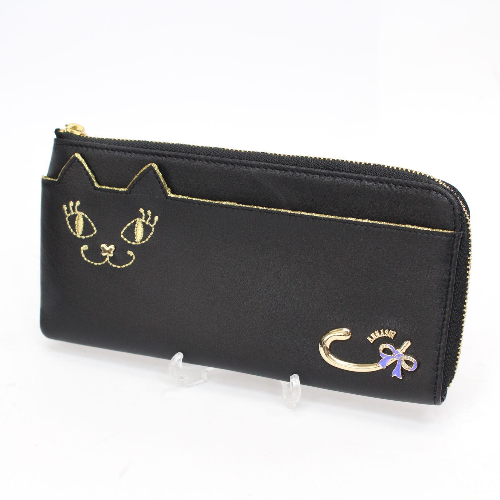 633)【極美品】ANNA SUI アナスイ 長財布 L字ファスナー 猫 マイティ