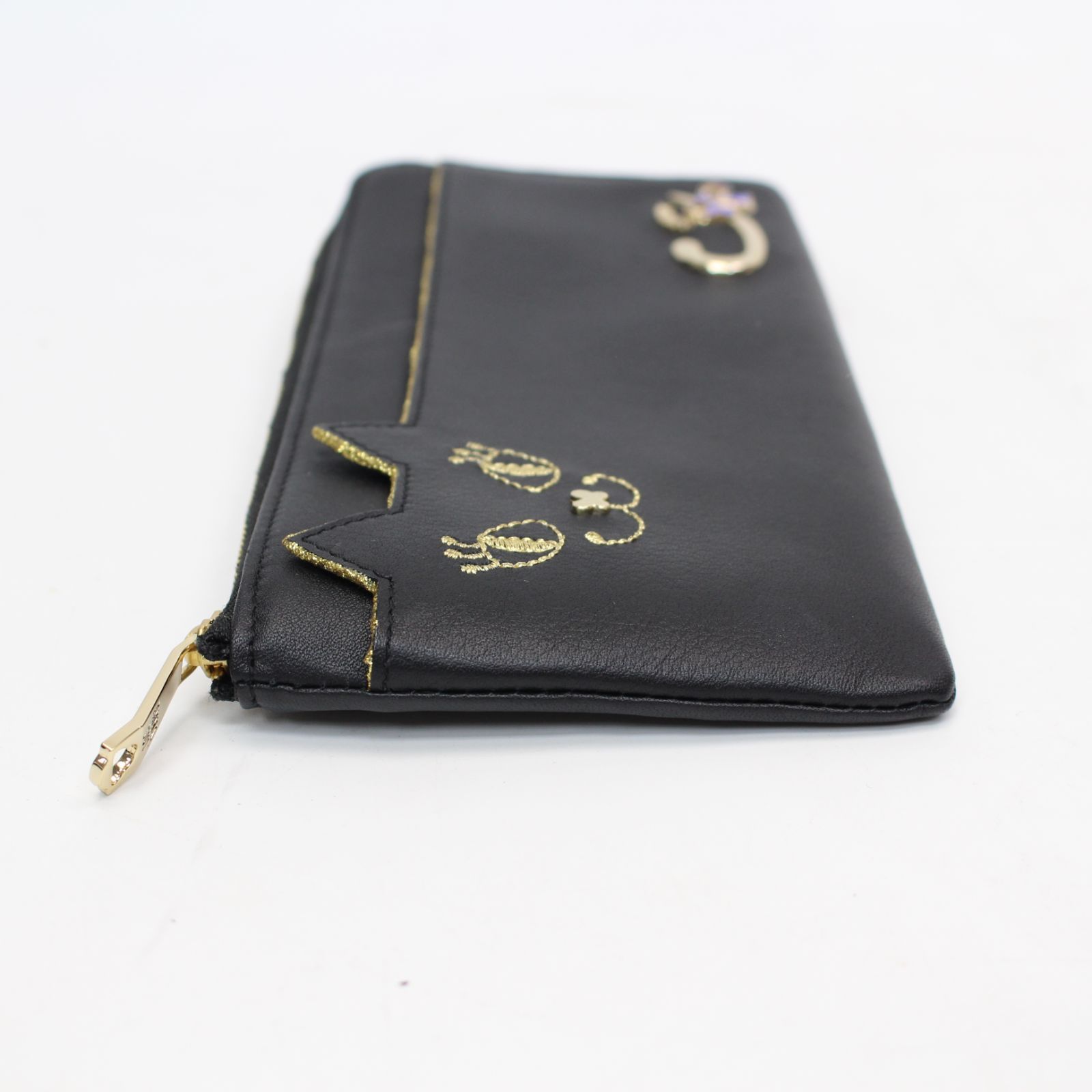 633)【極美品】ANNA SUI アナスイ 長財布 L字ファスナー 猫 マイティ