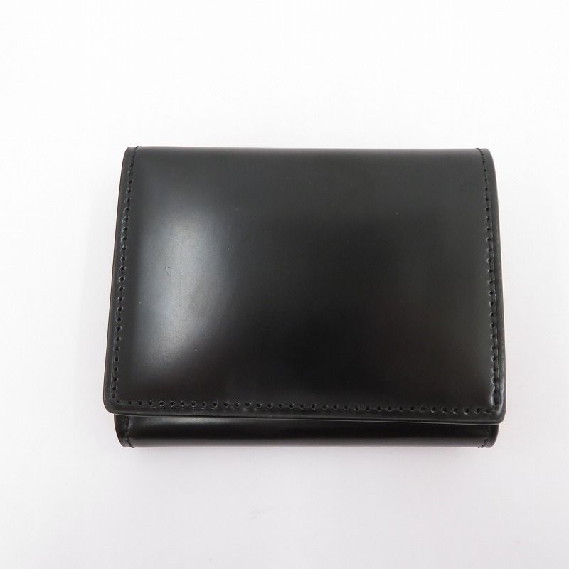 三つ折り財布 FLYING HORSE コードバン - ブラック 124