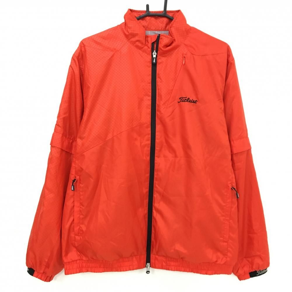 タイトリスト 2WAYジャケット レッド 地模様 蓄熱裏地 袖着脱可 メンズ L ゴルフウェア TITLEIST