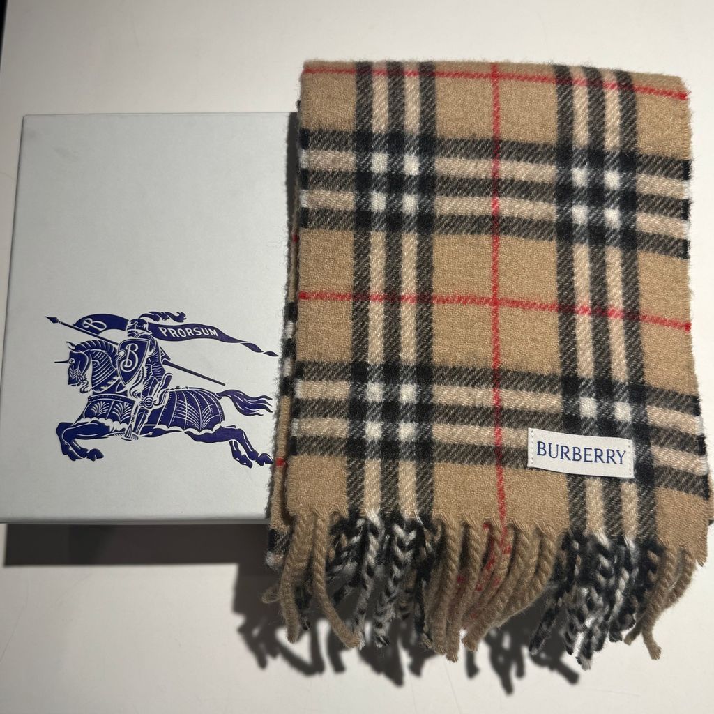 バーバリー Narrow Check Cashmere Scarf チェック柄 カシミヤスカーフ マフラー ベージュ size 168 15 表参道A 11