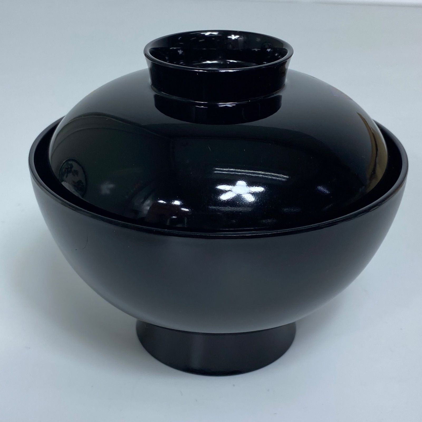 会津塗 華塗り 吸物椀 5客セット 木製漆器 共箱入り 金蒔絵 花文様 黒