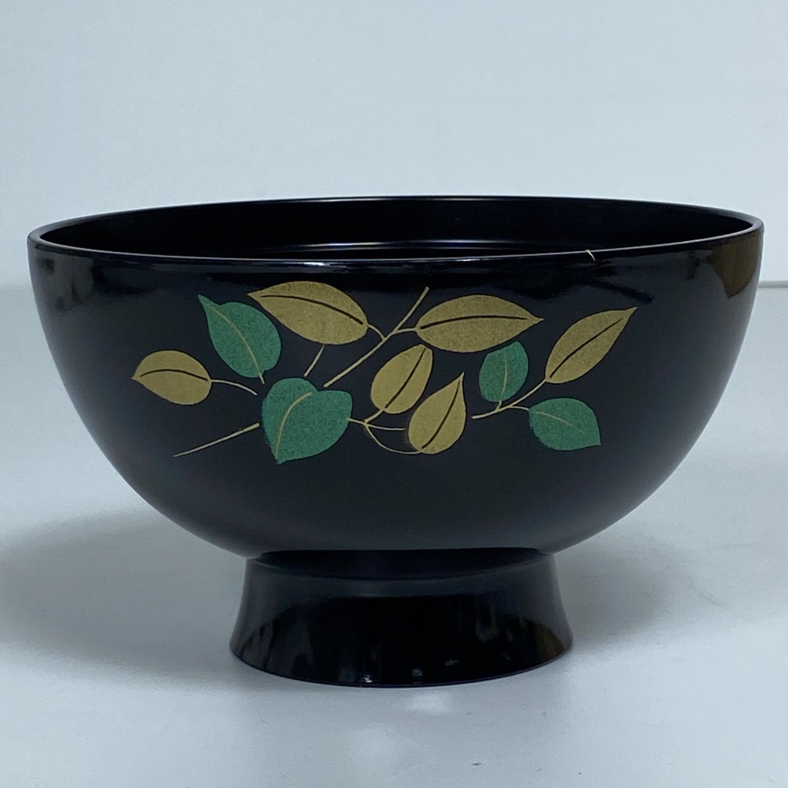 会津塗 華塗り 吸物椀 5客セット 木製漆器 共箱入り 金蒔絵 花文様 黒