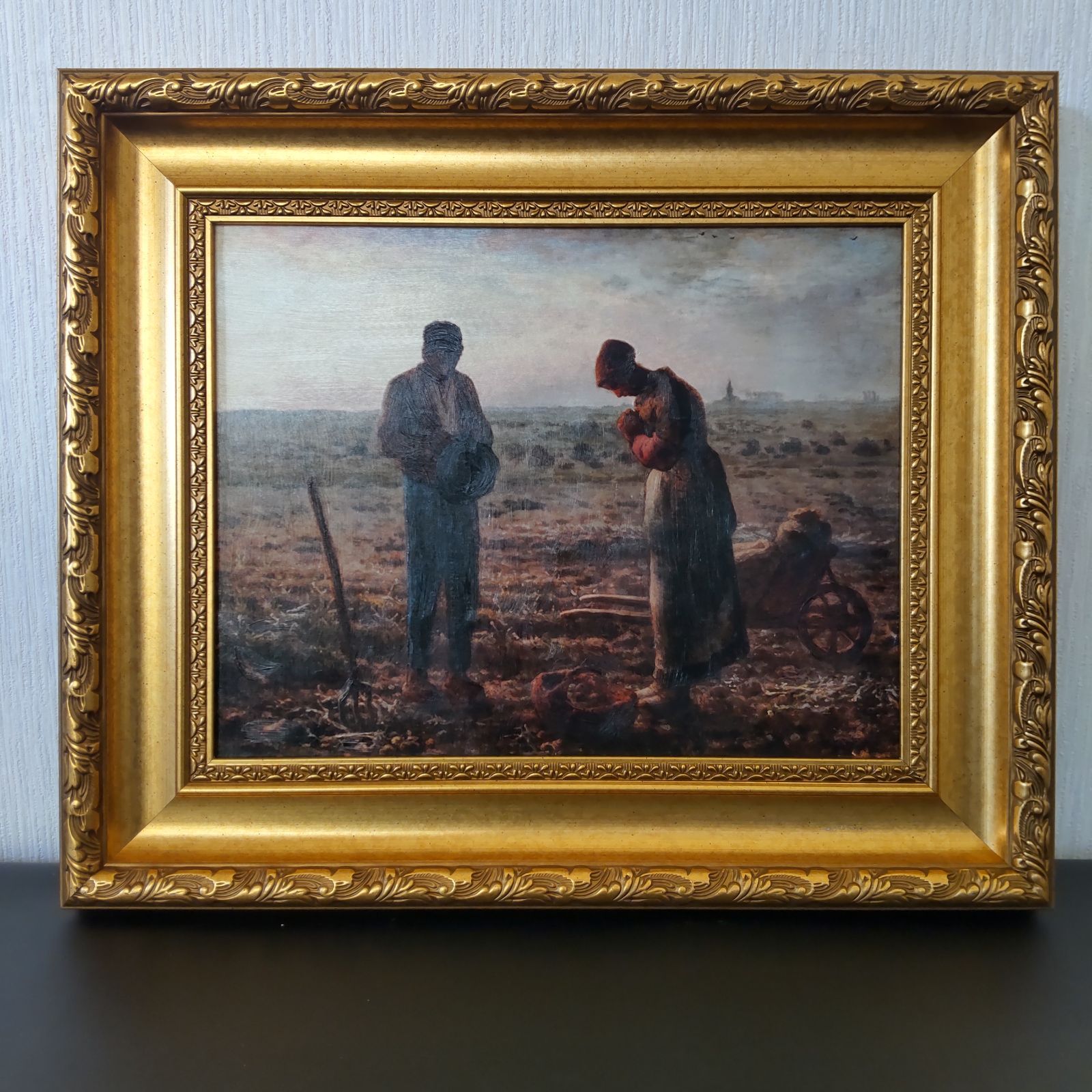 【新品】ジャン=フランソワ・ミレー 晩鐘 絵画 複製画 高級額装ブラックゴールド 複製画【晩鐘／ジャン＝フランソワ・ミレー】額縁 - メルカリ