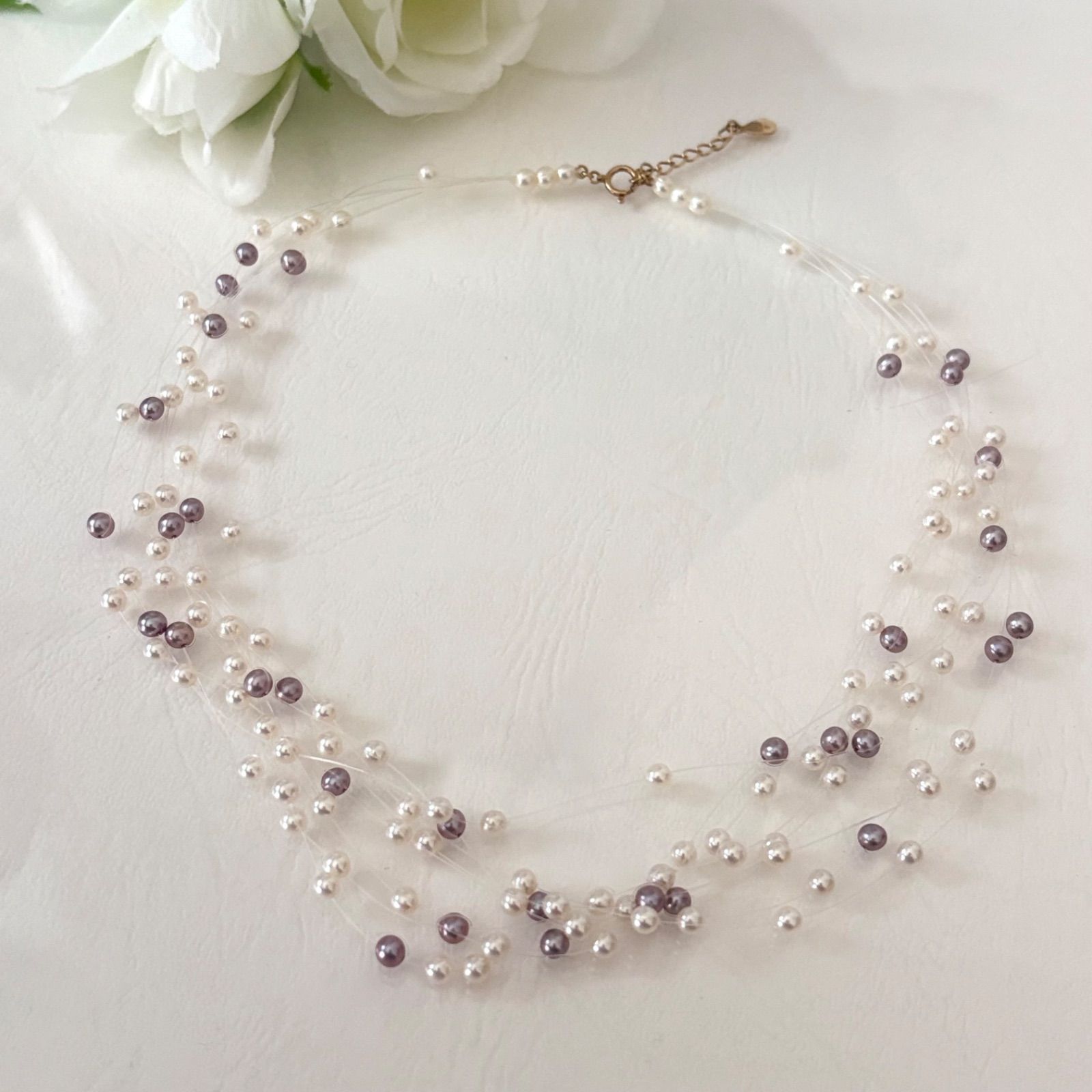 250 タサキ K18 パール 8連 ネックレス シャワー