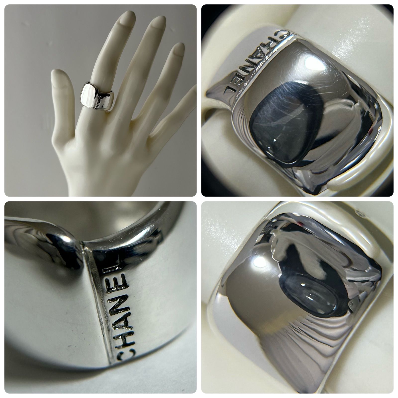 シャネル リング 指輪 ロゴ ワイド Silver 925 ヴィンテージ 約12号