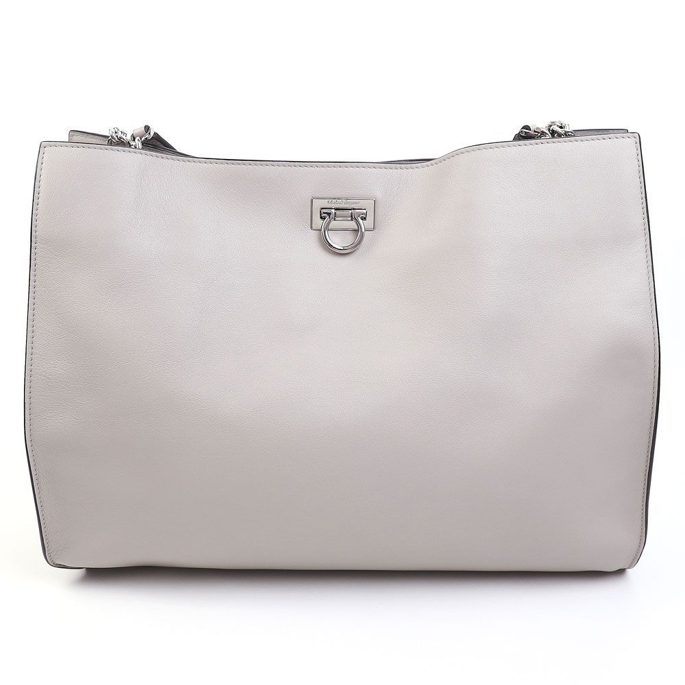 ～11 27まで サルヴァトーレ フェラガモ Salvatore Ferragamo トリフォリオ トートバッグ ガンチーニ クロージャー ライトグレー