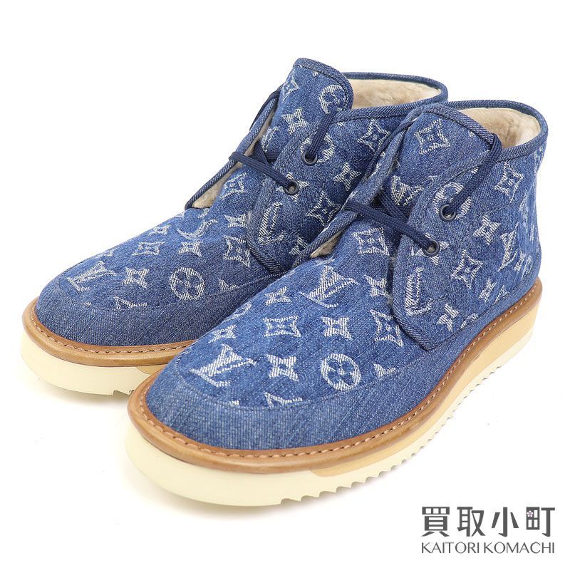 ～11 27まで ルイヴィトン LOUIS VUITTON 1 A 81 G コージーライン アンクルブーツ モノグラムデニム ムートンブーツ ショートブーツ