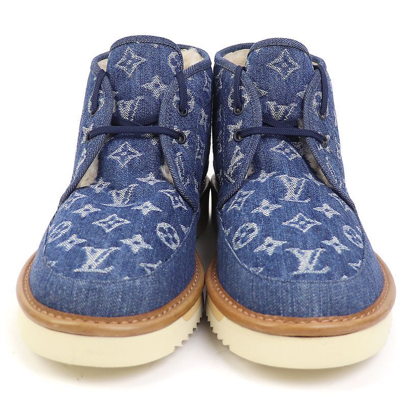 ~11 27まで ルイヴィトン LOUIS VUITTON 1A81G コージーライン アンクルブーツ モノグラムデニム ムートンブーツ ショートブーツ