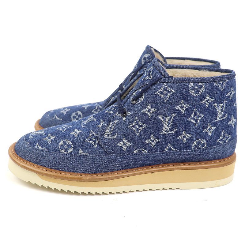 モノグラムデニム ムートンブーツ