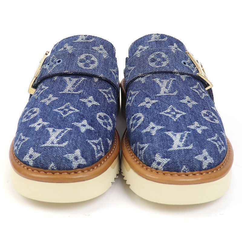 ~11 27まで ルイヴィトン LOUIS VUITTON 1A81GD コージーライン ミュール モノグラムデニム ムートン イージー スリッポン シューズ