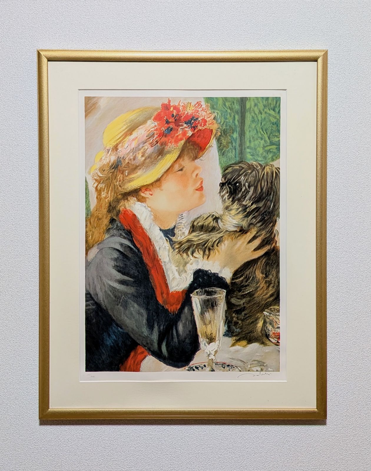 真作 オーギュスト ルノワール 船遊びをする人たちの昼食 部分 リトグラフ 刷り師サイン